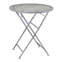 Set Tavolo metallo Ragusa grigio tondo con 2 sedie pieghevoli cm ø70h76