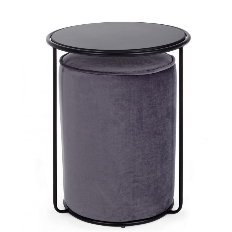 Set combinato moderno tavolino-pouf Annika grigio scuro iperbriko