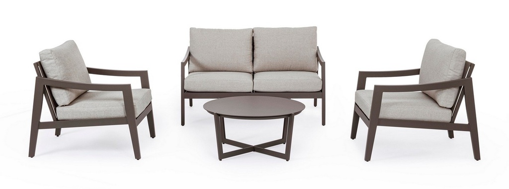 Set da giardino salotto 4 pz Sirenus coffee con cuscini