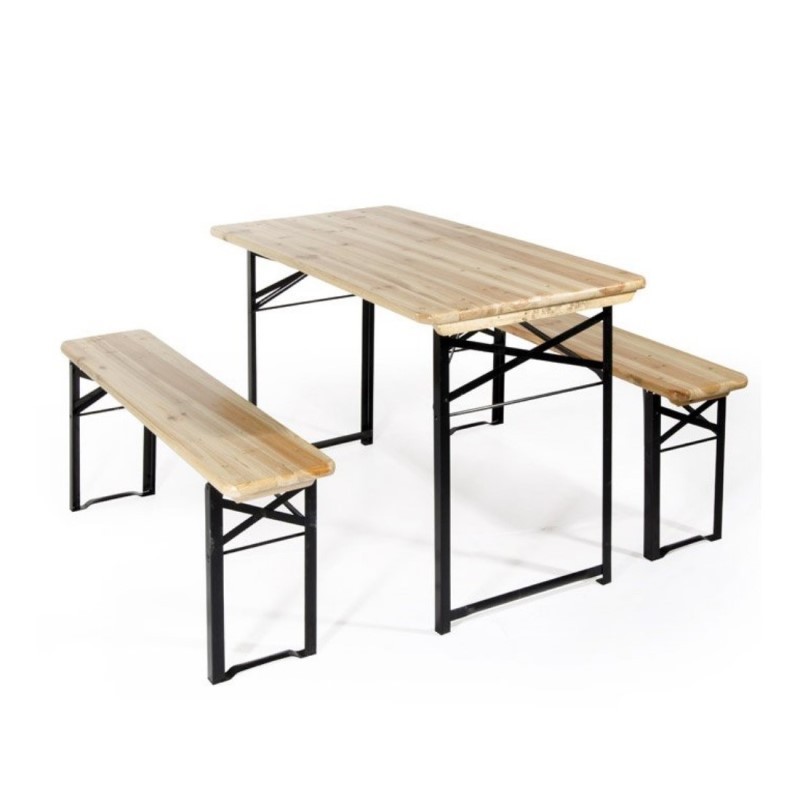 Set da giardino tavolo e due panche in legno e acciaio Verdelook