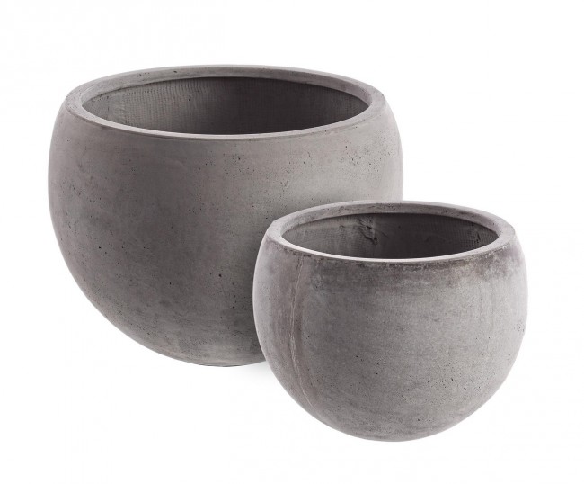 Set2 Vaso Cement Sfera Grigio  