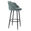Sgabello Orel in velluto grigio, gambe nere opache, forma a conchiglia, 100 cm, 54 cm, 55 cm