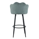 Sgabello Orel in velluto grigio, gambe nere opache, forma a conchiglia, 100 cm, 54 cm, 55 cm