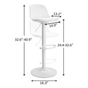 Sgabello regolabile completamente bianco 36x40x85 cm
