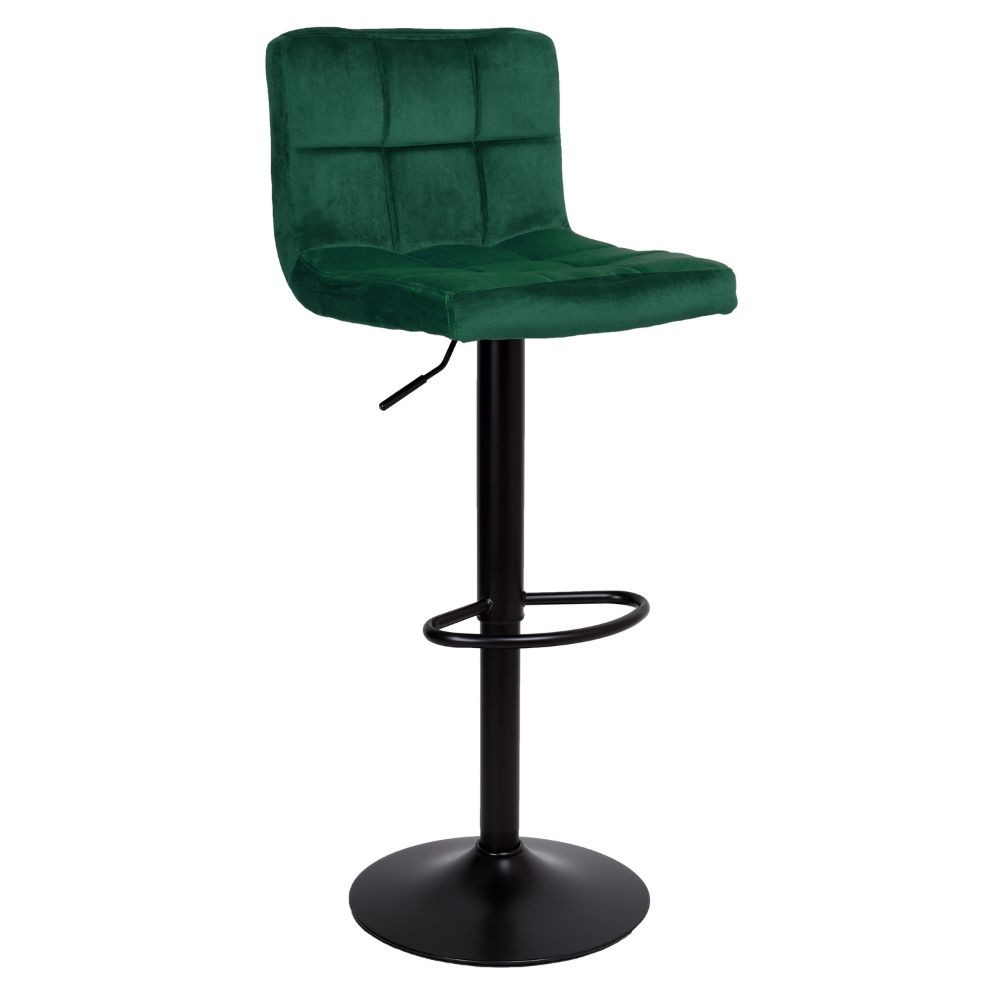 Sgabello regolabile verde scuro con gambe nere opache