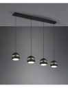 Sospensione Lineare Fletcher 4 Diffusori Sferici Nero Trio Lighting