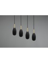 Sospensione Lineare Isola Farin 4 Luci Nero E Ottone Trio Lighting