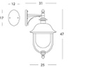 Applique In Basso E27  linea rustica  grigiorame
