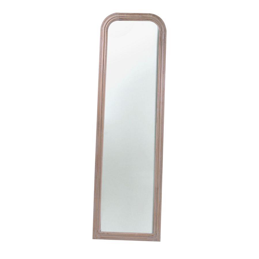 Specchio da terra legno crema anticato opaco ovale cm 50xh170x2