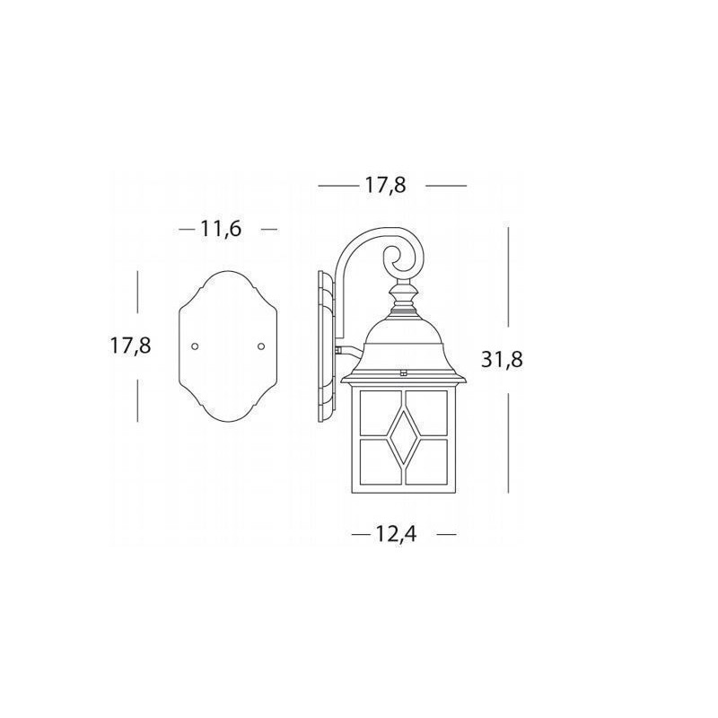 Applique In Basso E27 linea rice neroargento