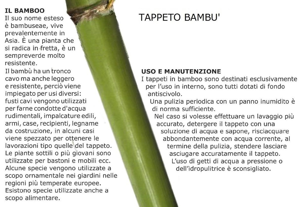 Tappeto bambu bacchette sottili cm 60x180