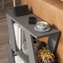 Tavolino Laterale da Salotto Lazena Antracite 3 Ripiani 57 cm 60 cm 22 cm