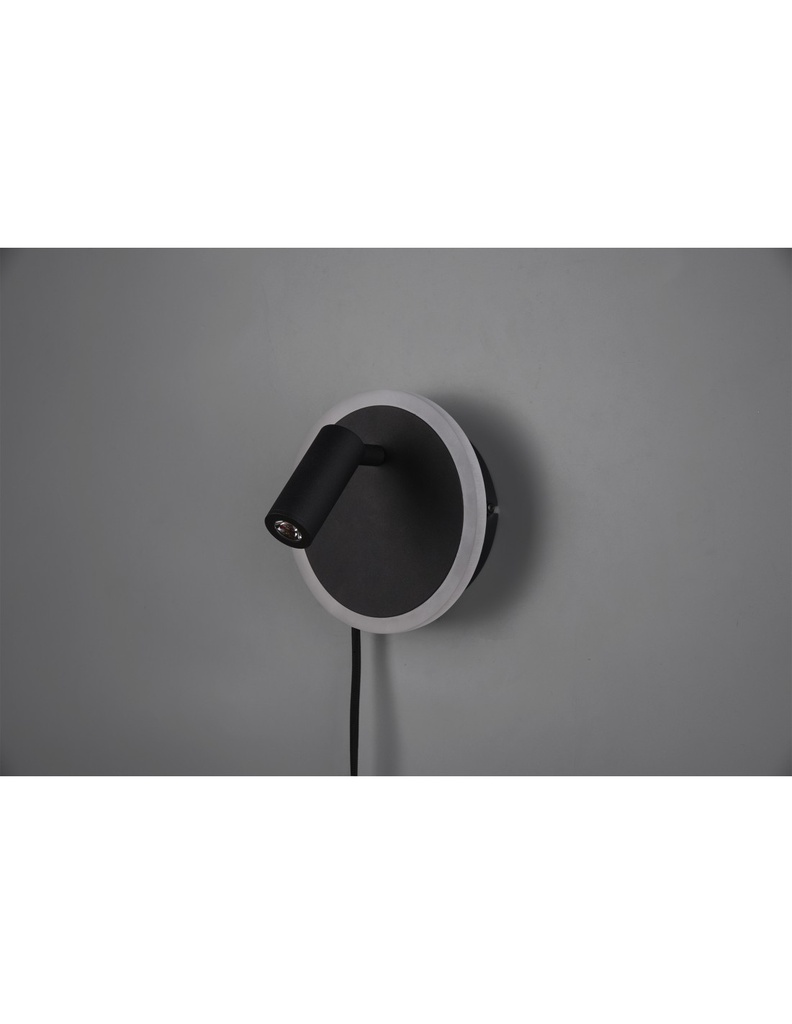 Applique Led Faretto Spot Orientabile Jordan Nero Trio Lighting