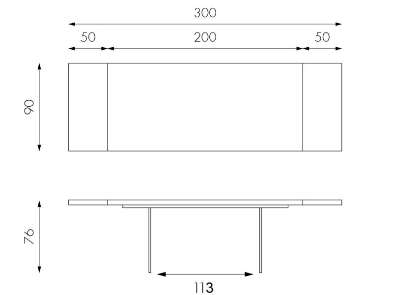 Tavolo allungabile in rovere impiallacciato e top in rovere naturale 200/300x100 cm