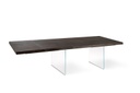 Tavolo allungabile in rovere termocotto e gambe in vetro 160x240x90 cm