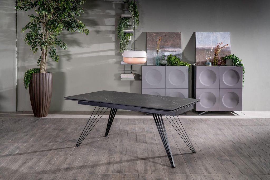 Tavolo allungabile nero opaco 90 cm x 160-240  cm cm H. 76 cm