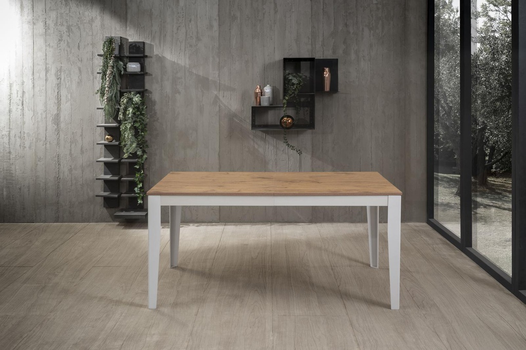 Tavolo allungabile rovere-bianco 80 cm x 130-290 cm H. 76 cm