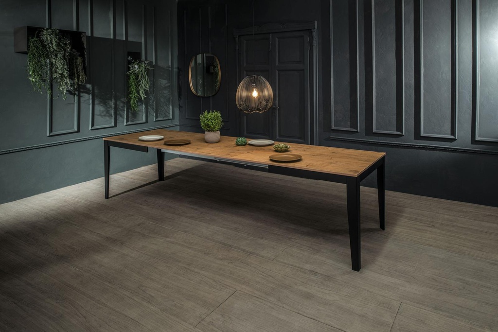 Tavolo allungabile rovere-nero 80 cm x 130- 290 cm H. 76 cm