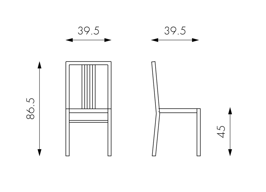 2x Sedia in legno laccato 39.5cm x 39.5cm H. 86.5cm