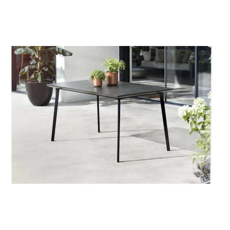 Tavolo da giardino per esterno in resina plastica Grafite rettangolare 146x87x75h cm