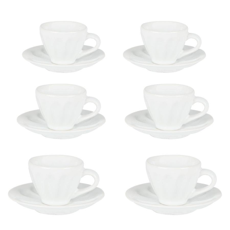 Tazzina caffe' set 6 pezzi amleto bianco c-piattino 7,5x7,5x4