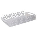 Vassoio metallo fiocco neve bianco rettangolare cm41x20h6,5