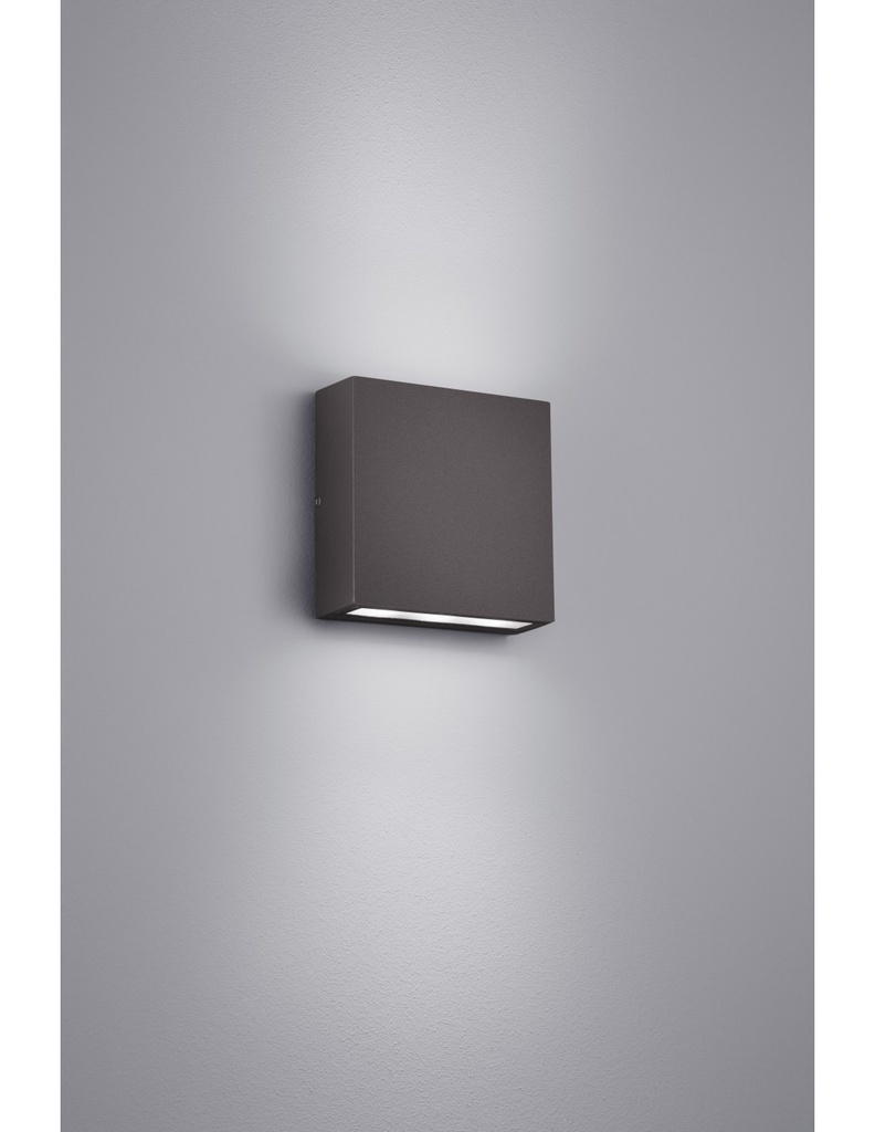 Applique Quadrata Thames Led Doppia Emissione IP54 Antracite 14x14 cm Trio Lighting