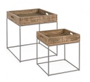 Set 2 tavolino in legno stile industriale