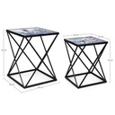 Set Tavolini in acciaio Nero con fantasia marina REEF K04 2 pezzi
