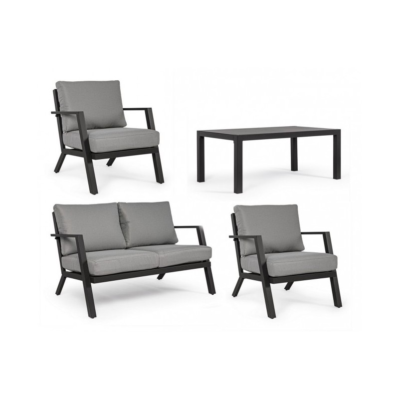 Set da giardino salotto antracite YK13 4 pezzi