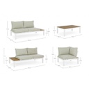 Set da esterno salotto angolare con cuscini bianco Elias