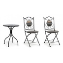 Set da giardino tavolo e 2 sedie con decori in ceramica Huston