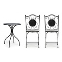 Set da giardino tavolo e 2 sedie con decori in ceramica Huston