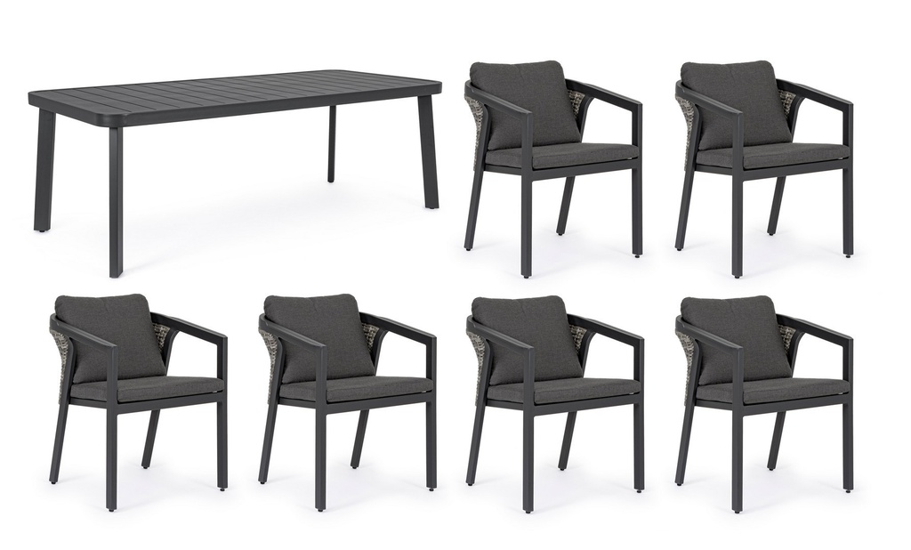 Set tavolo + 6 sedie Cordova antracite