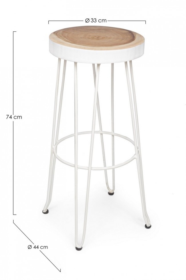 Sgabello bar bianco  in legno stile naturale