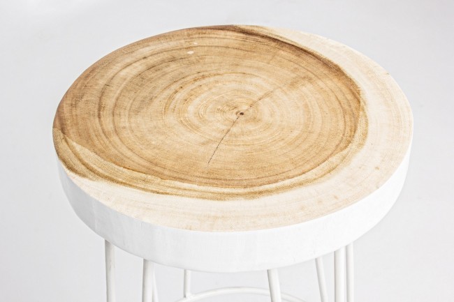 Sgabello bar bianco  in legno stile naturale