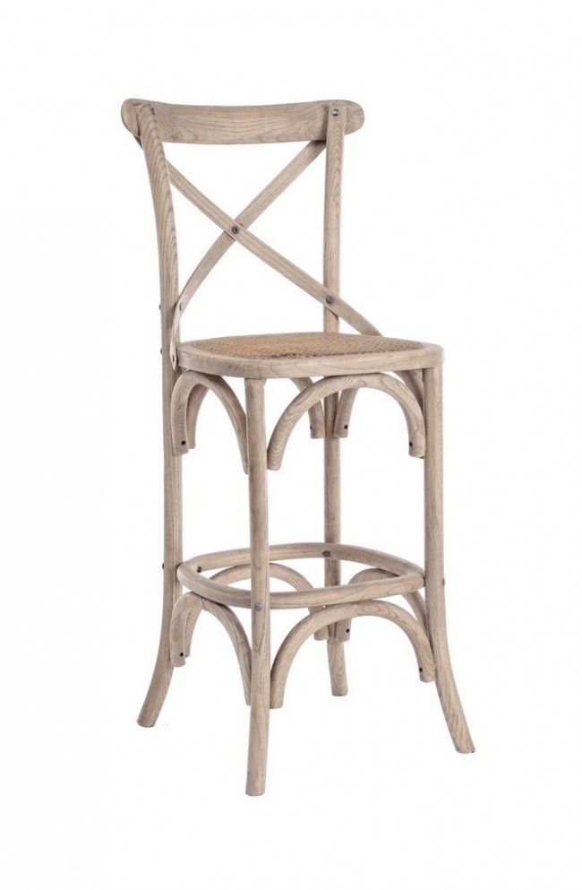 Sgabello bar grigio in legno stile naturale