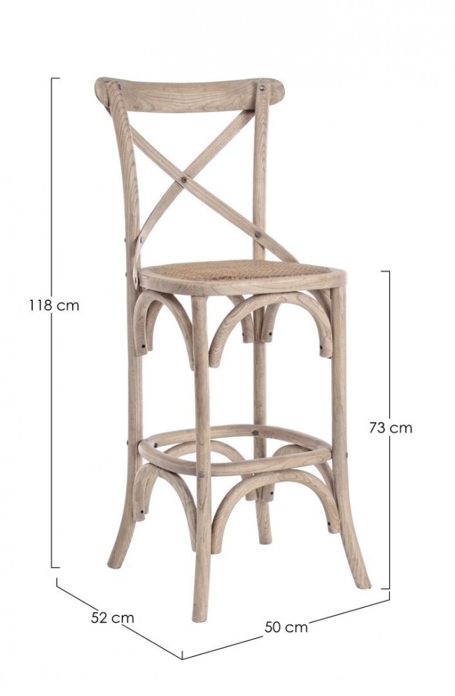 Sgabello bar grigio in legno stile naturale