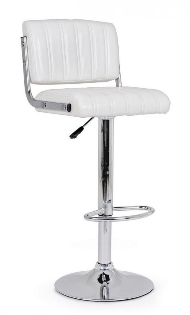 Sgabello bar acciaio ecopelle bianco Barclay cm 46 x 51,5 x 88,5
