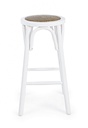 Sgabello bar bianco in legno naturale stile rustico Ø40a - 73h