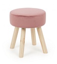 Sgabello in legno Adeline effetto velluto rosa 38h cm