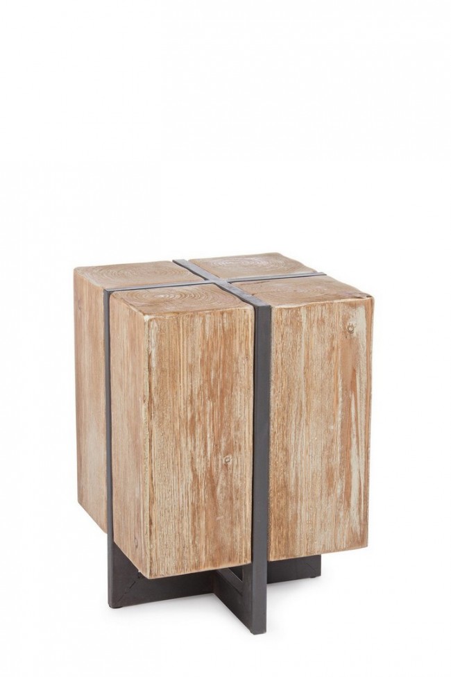 Sgabello legno metallo industriale Garrett 45h cm