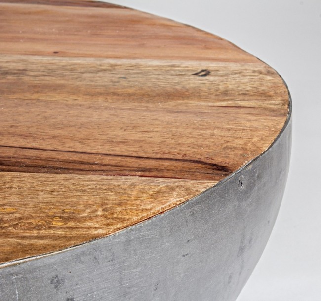 Tavolino grigio in legno riciclato stile design cm Ø70 - 32