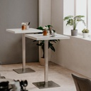 Tavolo alto Quadrato 105 cm piano bianco e base cromo   cm 70x70xh.105