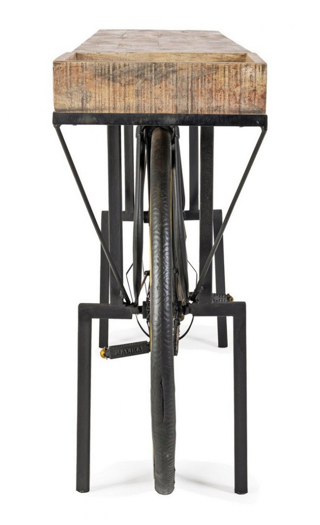 Tavolo consolle design bicicletta retro legno metallo