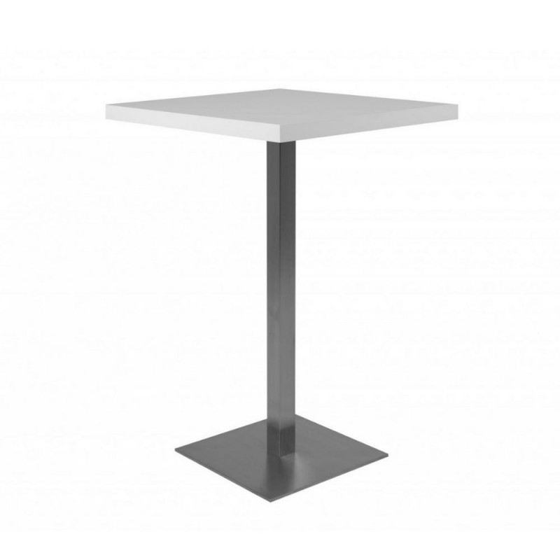Tavolo alto Quadrato 105 cm piano bianco e base cromo   cm 70x70xh.105