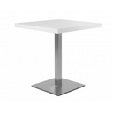 Tavolo alto Quadrato 75 cm piano bianco e base cromo  cm 70x70xh.75