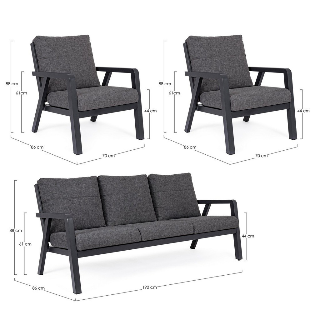 Set salotto giardino Truman antracite iperbriko