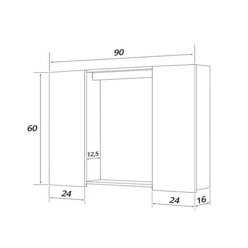 Specchiera bagno due ante Bianco 91x17x h61 cm