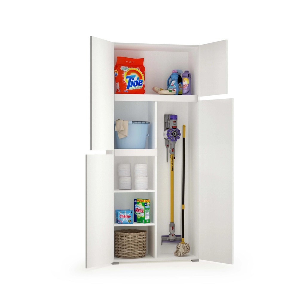Mobile Multiuso Con 4 Ante Maniglia A Gola Portascope Interno bianco
